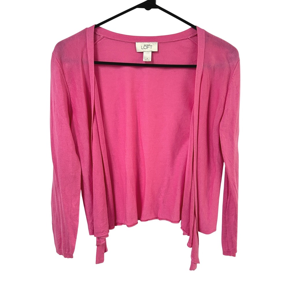 Pink Preppy Tie Front Cardigan Lightweight Cotton Modal Knit Sweater Small